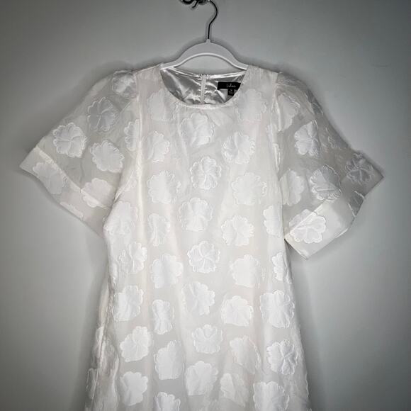 Lulu's White Jacquard Floral Mini Dress Size M - Picture 8 of 11